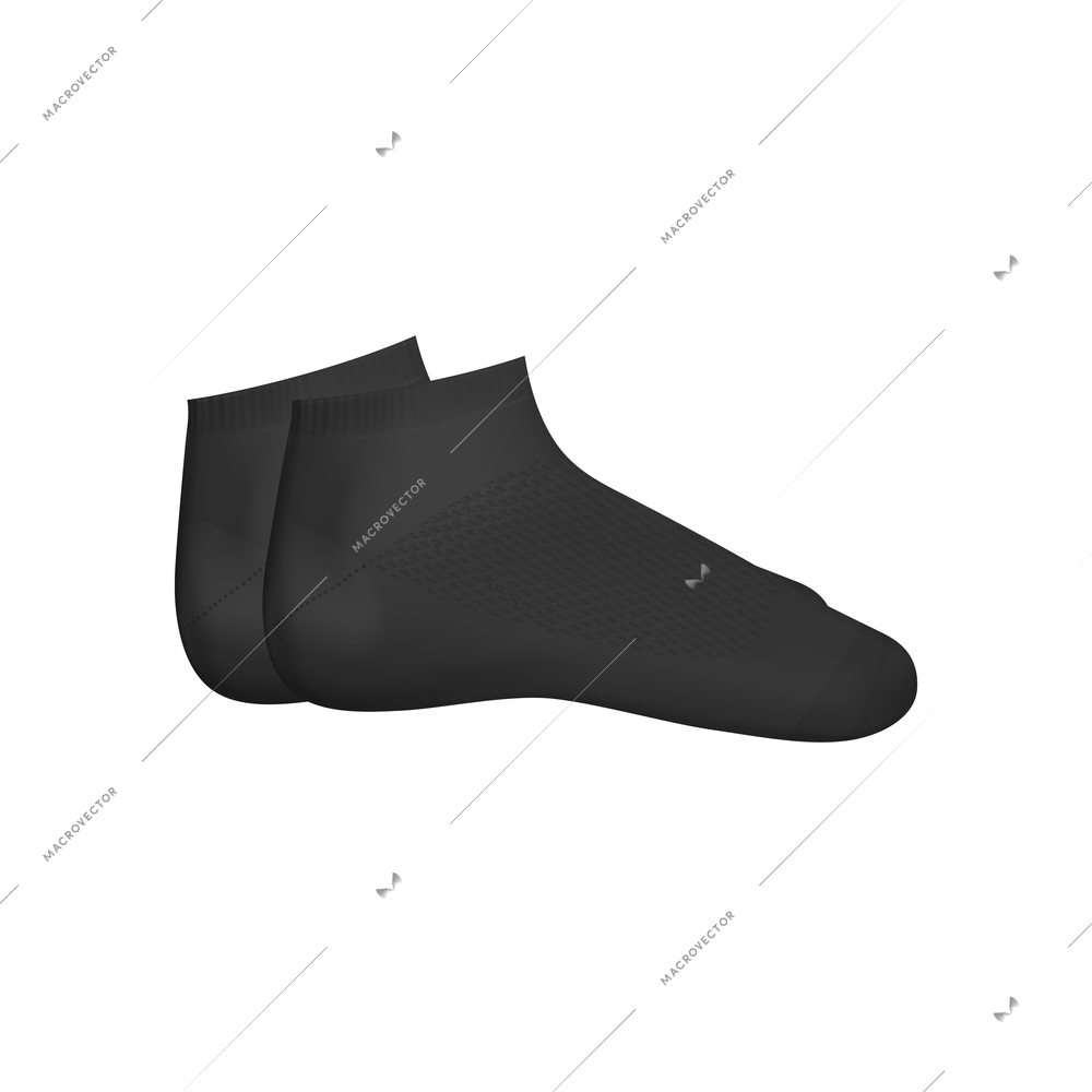 Realistic socks composition with pair of black socks on blank background vector illustration