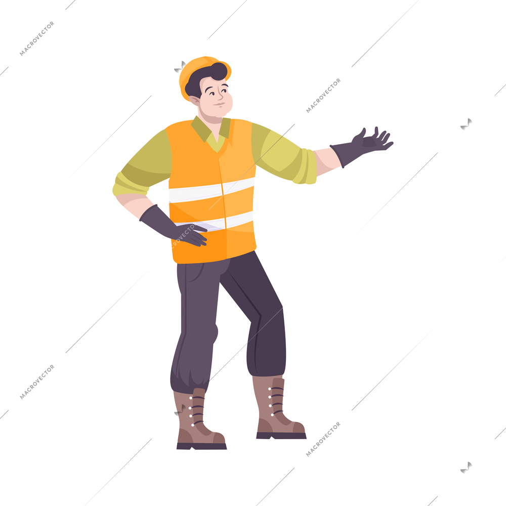 Oil industry flat composition with isolated human character of worker on blank background vector illustration