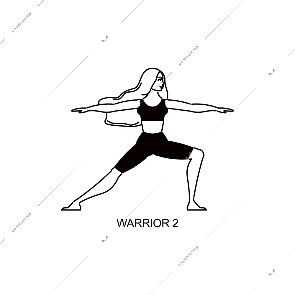 Line art woman yoga color composition with female character in yoga pose vector illustration