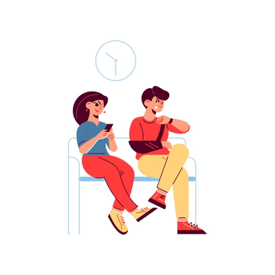 Hospital medicine doctor patient composition with characters of people waiting on sofa vector illustration