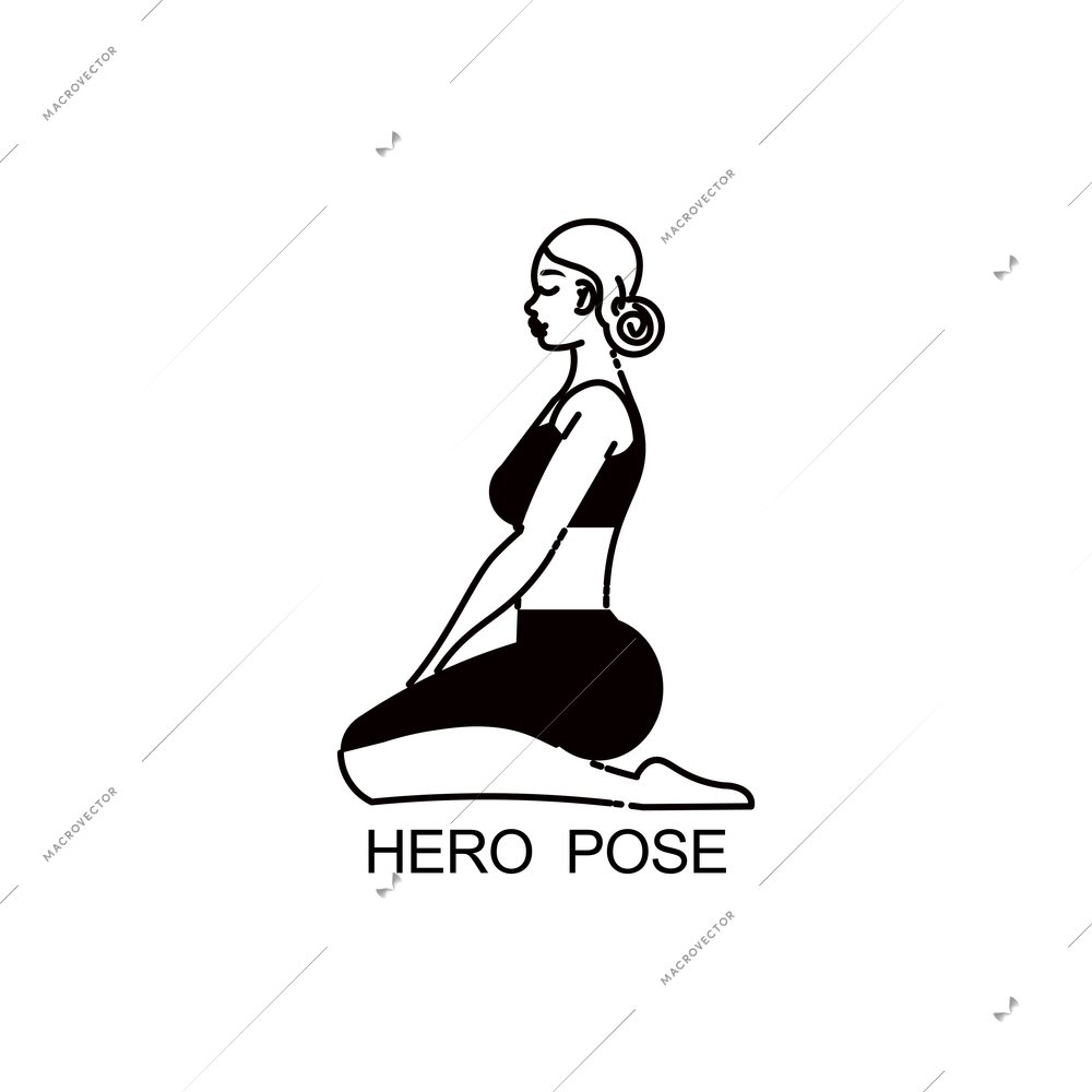 Line art woman yoga color composition with female character in yoga pose vector illustration