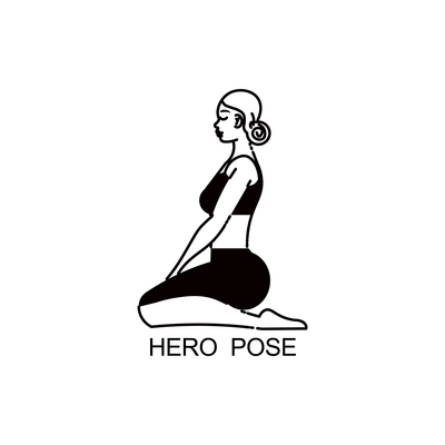 Line art woman yoga color composition with female character in yoga pose vector illustration