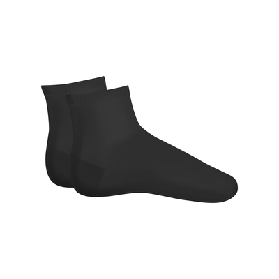 Realistic socks composition with pair of black socks of middle height on blank background vector illustration