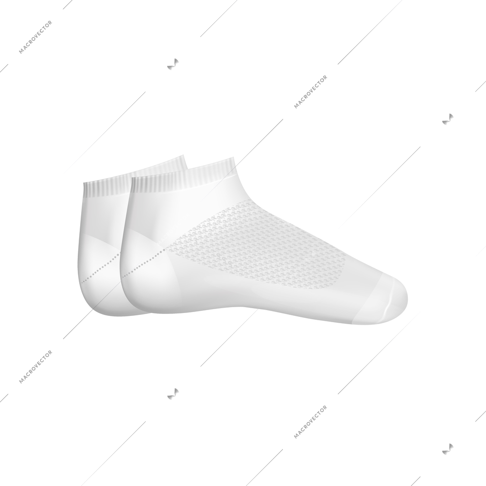 Realistic socks composition with pair of white socks on blank background vector illustration