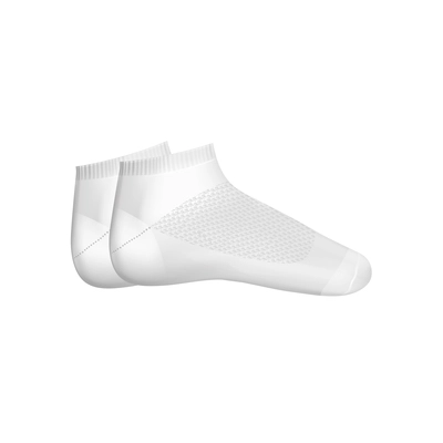 Realistic socks composition with pair of white socks on blank background vector illustration