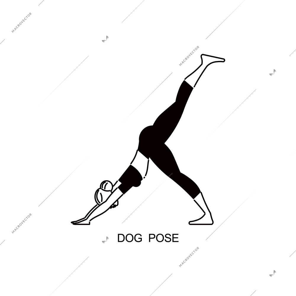 Line art woman yoga color composition with female character in yoga pose vector illustration