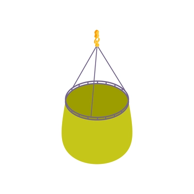 Commercial fishing isometric composition with isolated image of hanging bucket vector illustration