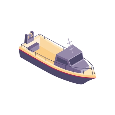 Commercial fishing isometric composition with isolated image of fishing boat vector illustration