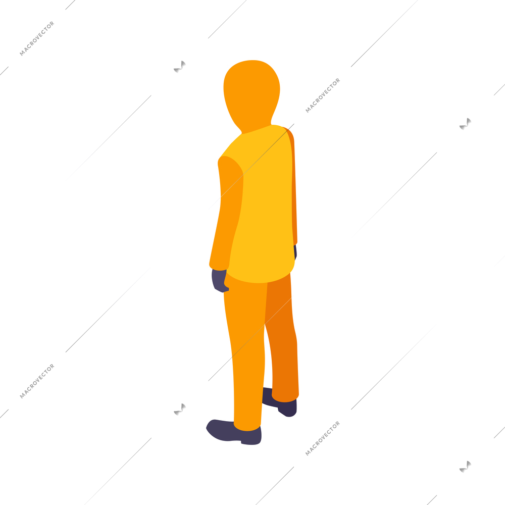 Commercial fishing isometric composition with isolated human character of fisherman in uniform vector illustration