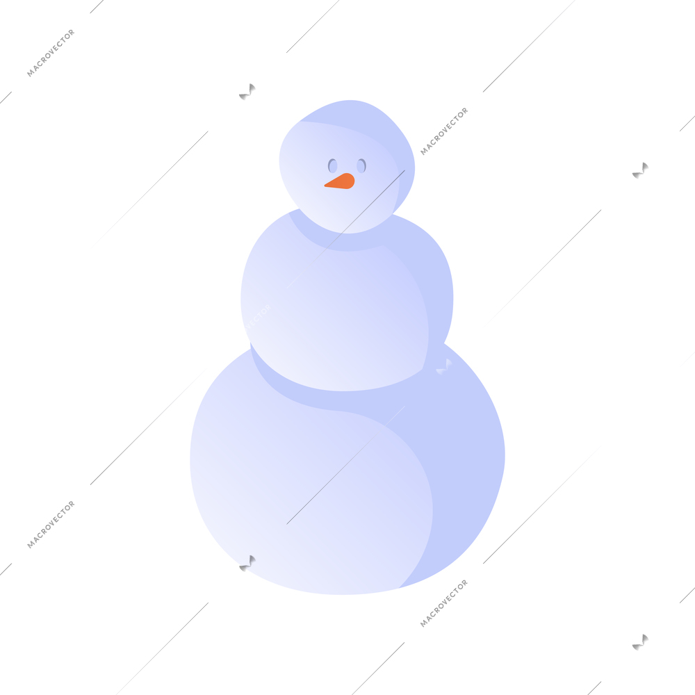 Christmas flat composition with isolated image of snowman made of three snow balls on blank background vector illustration