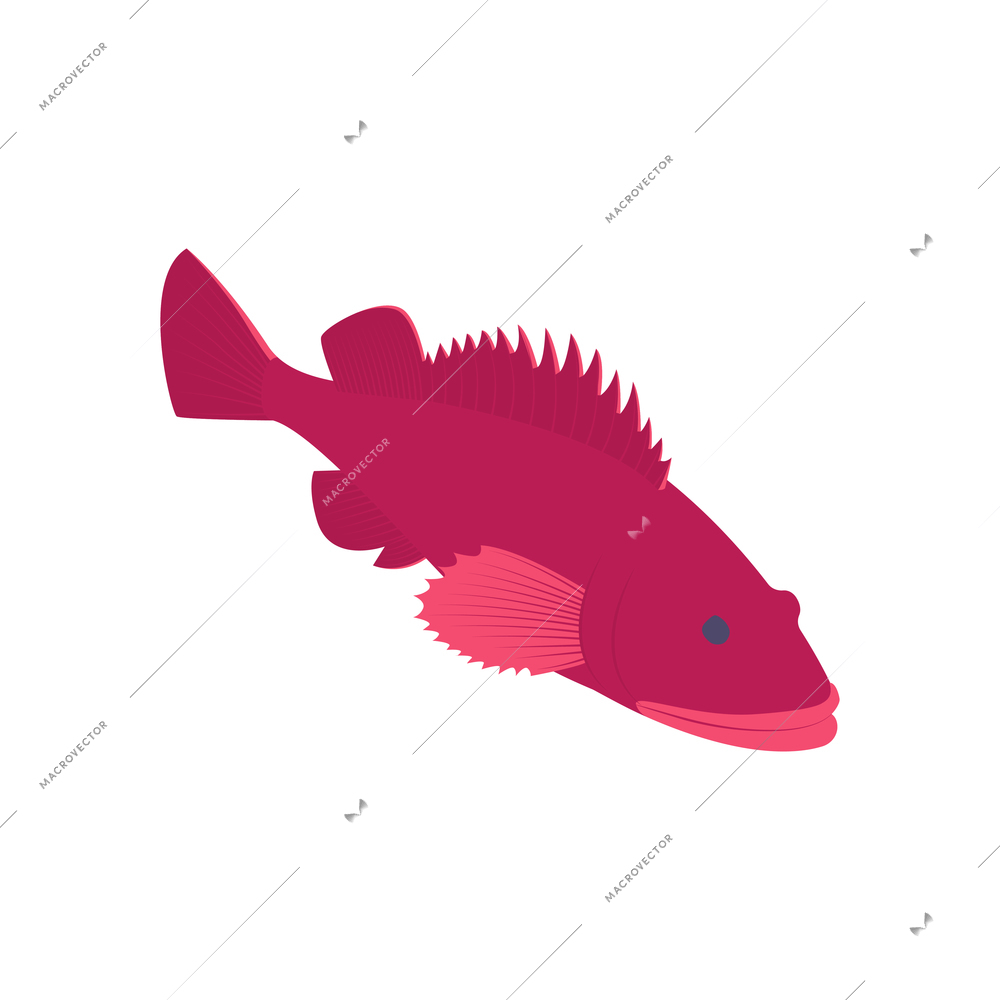 Commercial fishing isometric composition with isolated image of fish vector illustration