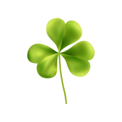 Realistic saint patrick day composition with isolated image of green clover leaf on blank background vector illustration