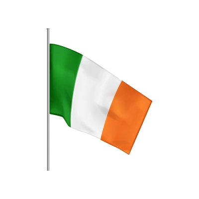 Realistic saint patrick day composition with isolated image of irish state flag on blank background vector illustration