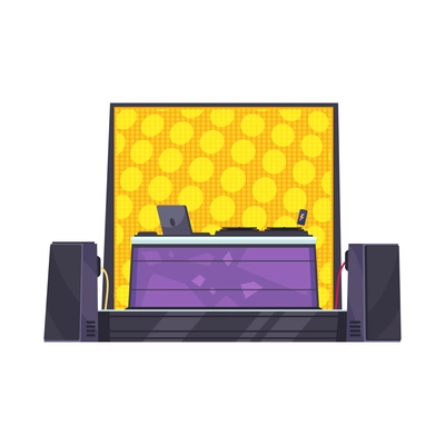 Flat club stage with equipment for dj performance flat vector illustration