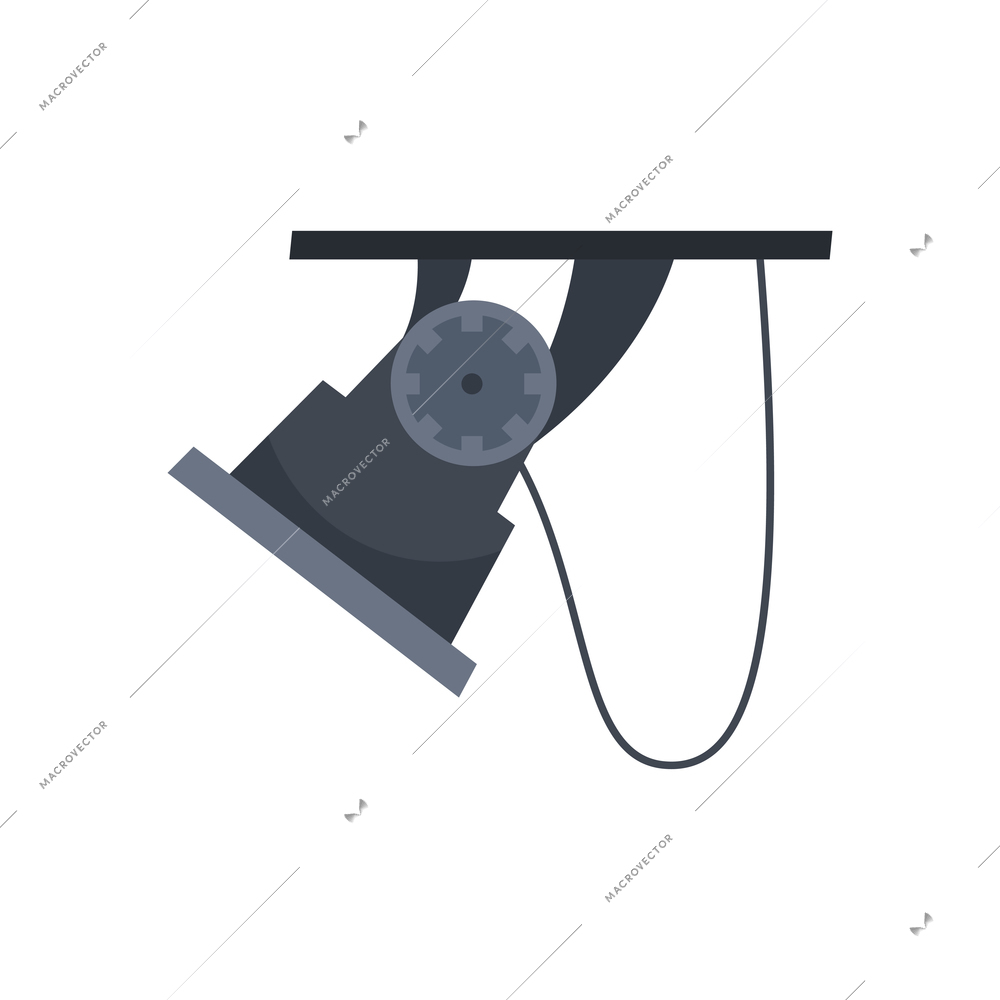 Ceiling spotlight side view on white background flat vector illustration