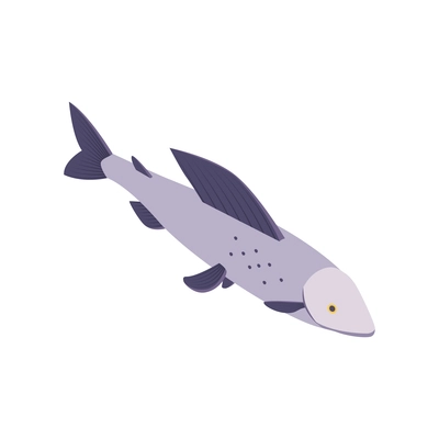 Commercial fishing isometric composition with isolated image of fish vector illustration