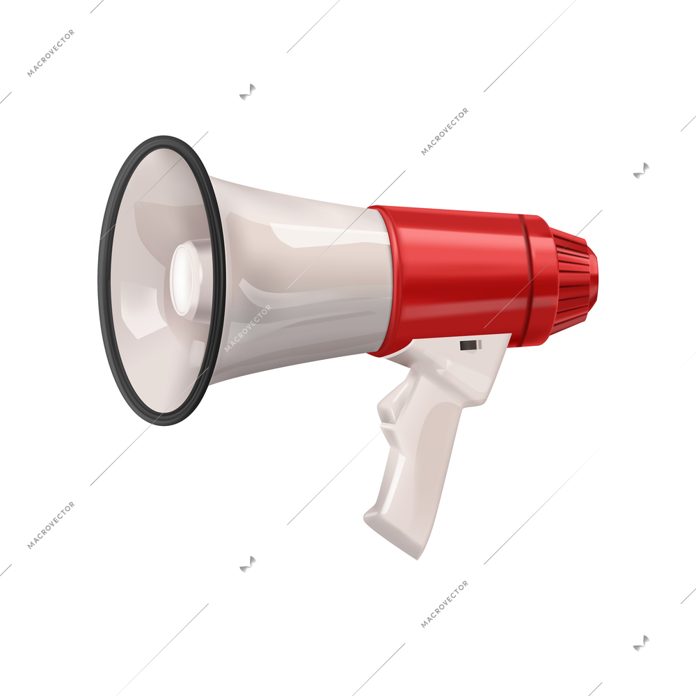 Realistic world day social justice composition with isolated image of megaphone on blank background vector illustration