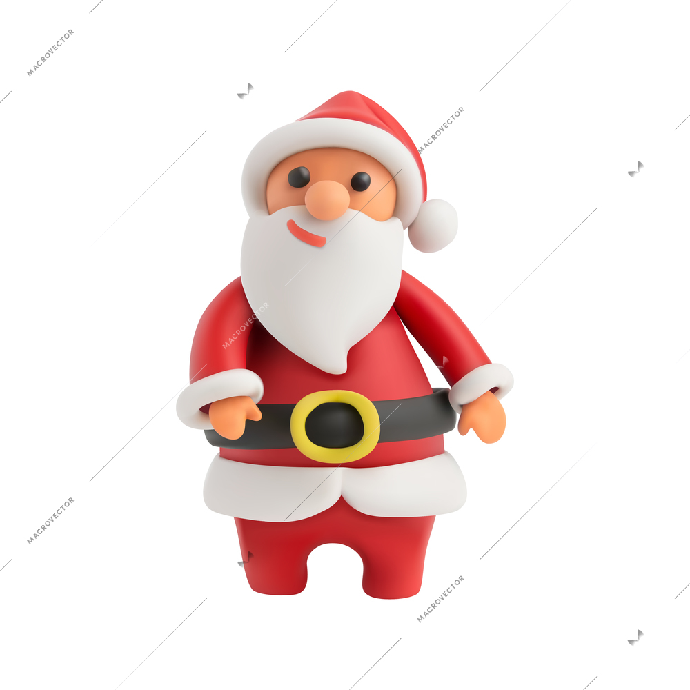 Christmas plasticine realistic composition with isolated character of santa made of plasticine vector illustration