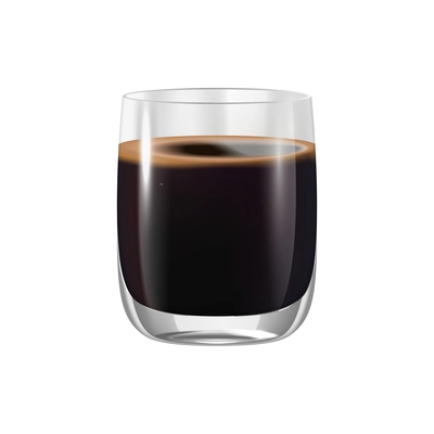 Coffee drinks realistic composition with transparent glass with black coffee vector illustration