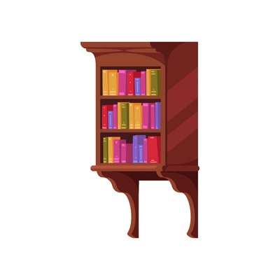 Old library interior composition with isolated image of cintage cabinet with books vector illustration