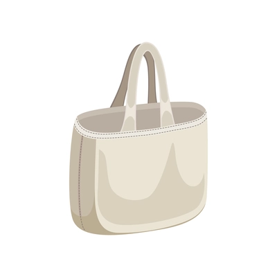 Shopping bag basket composition with isolated image of empty fabric bag vector illustration