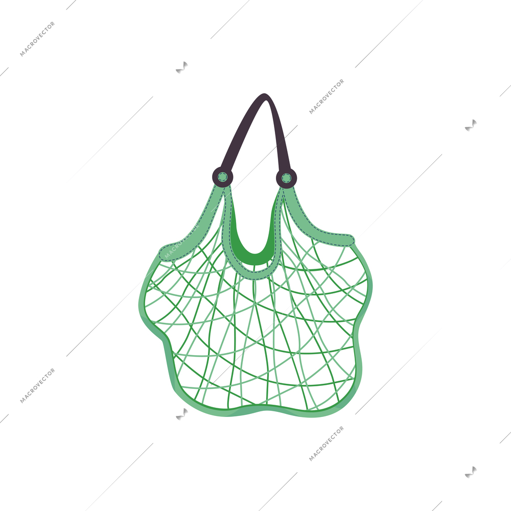 Shopping bag basket composition with isolated image of empty string bag vector illustration