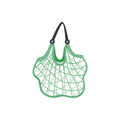 Shopping bag basket composition with isolated image of empty string bag vector illustration