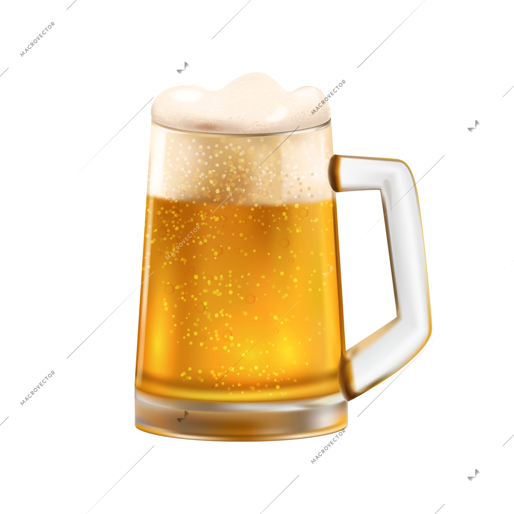 Realistic saint patrick day composition with isolated image of beer glass on blank background vector illustration