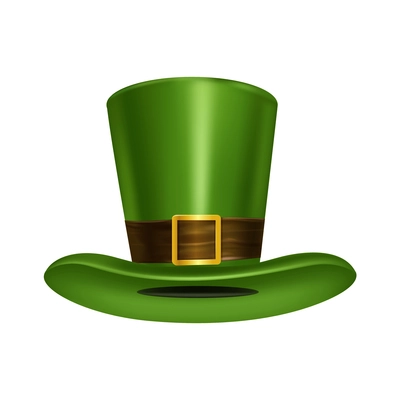 Realistic saint patrick day composition with isolated image of green leprechauns hat on blank background vector illustration