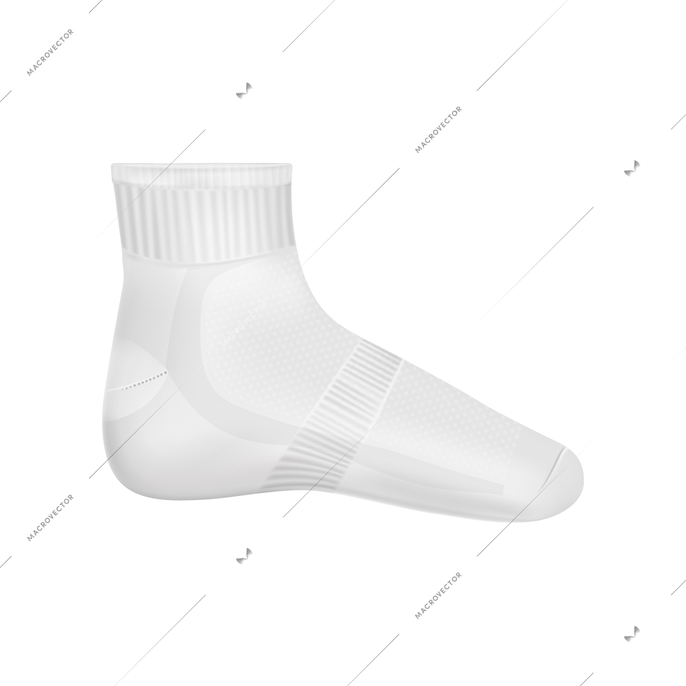 Realistic socks composition with isolated image of sock on blank background vector illustration