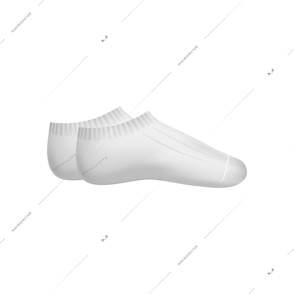 Realistic socks composition with pair of low white socks with no calf on blank background vector illustration