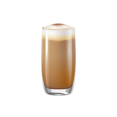 Coffee drinks realistic composition with transparent glass with coffee vector illustration