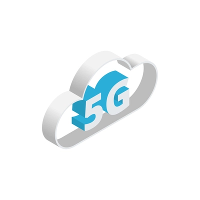 5g high speed internet isometric composition with isolated images of cloud with text vector illustration