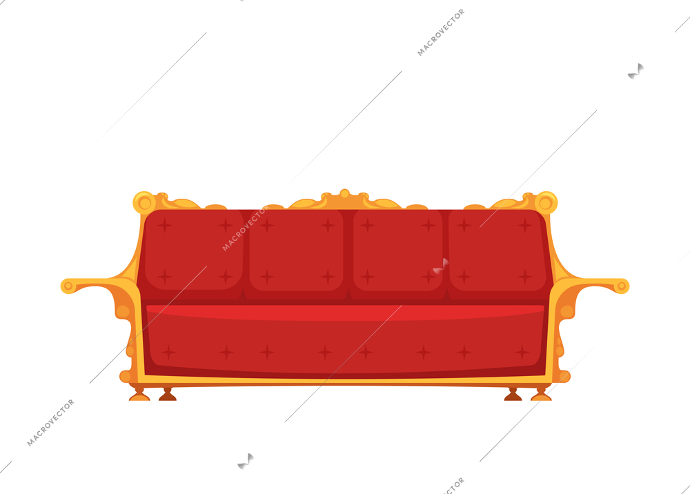 Old library interior composition with isolated image of antique sofa vector illustration