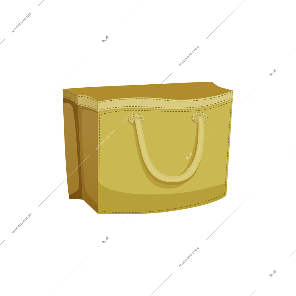 Shopping bag basket composition with isolated image of empty fabric bag vector illustration