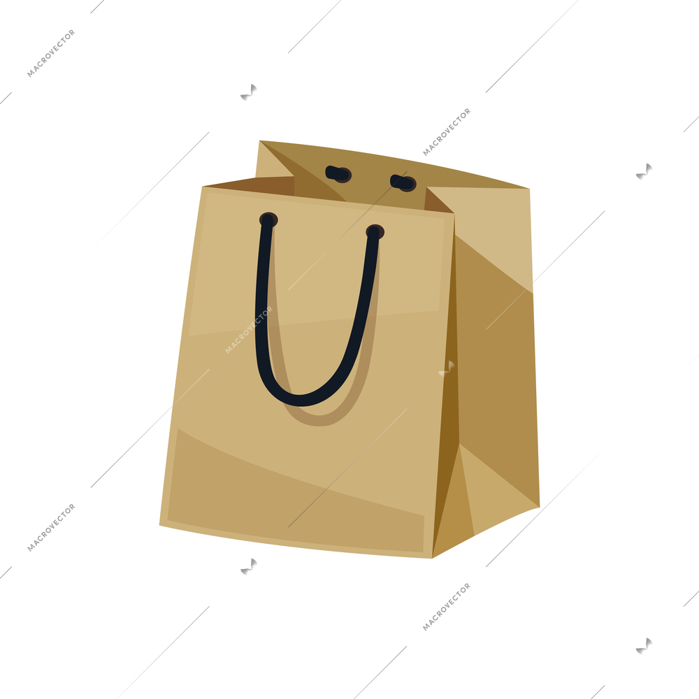 Shopping bag basket composition with isolated image of empty paper bag vector illustration