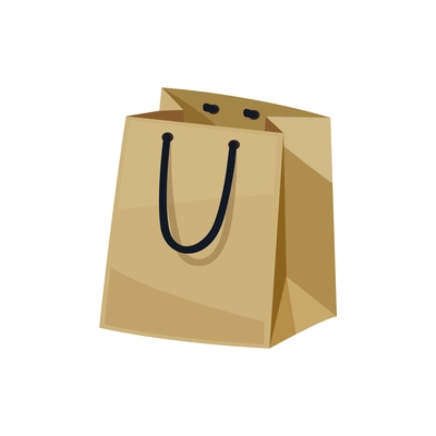 Shopping bag basket composition with isolated image of empty paper bag vector illustration