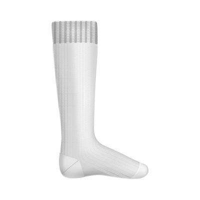 Realistic socks composition with isolated image of long sock on blank background vector illustration