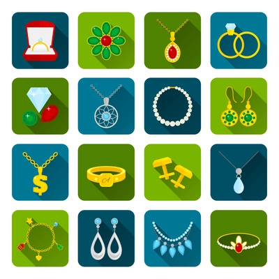 Jewelry icons set of expensive golden diamond treasures isolated vector illustration