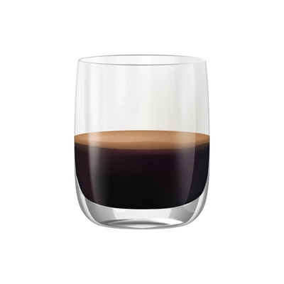 Coffee drinks realistic composition with transparent glass with black coffee vector illustration