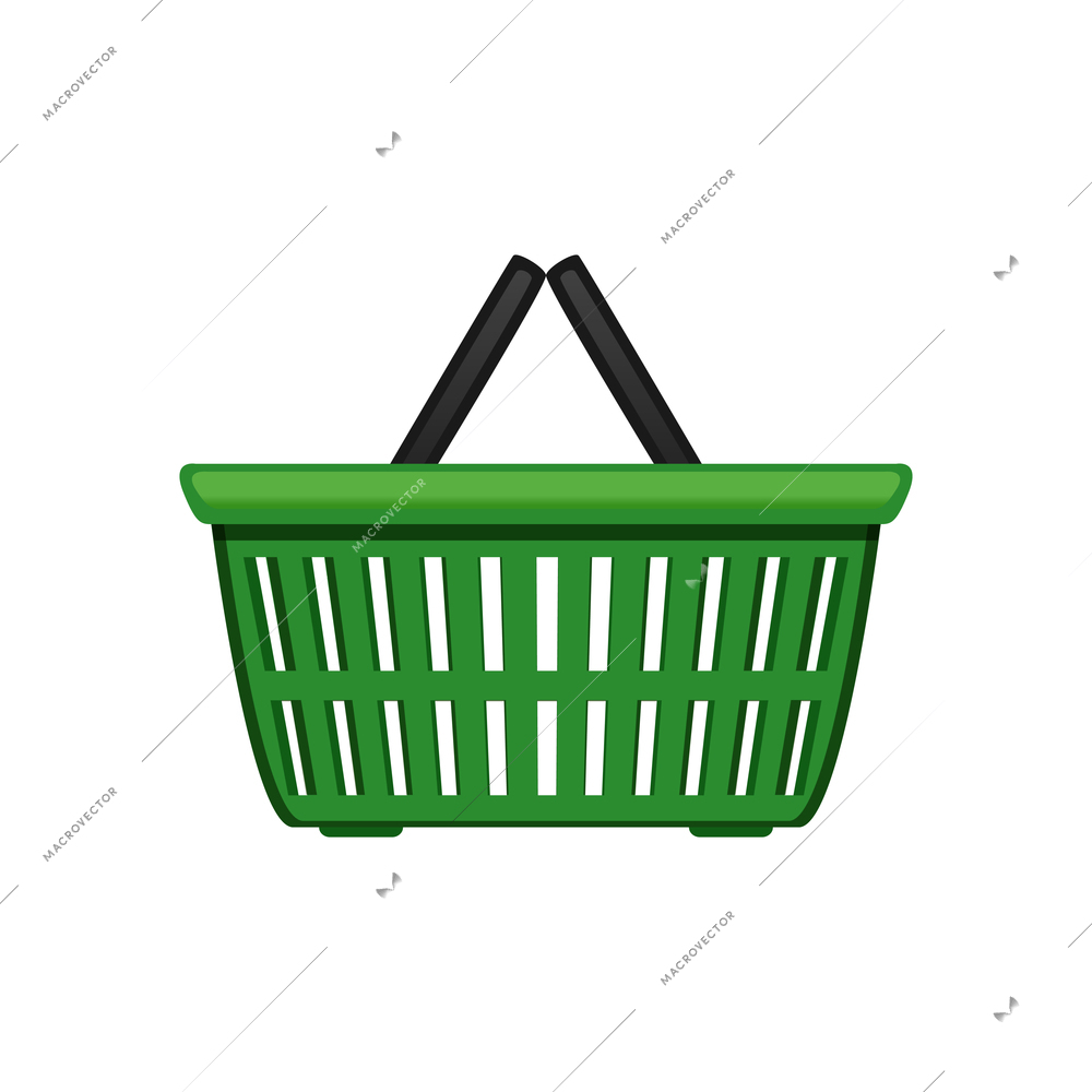 Shopping bag basket composition with isolated image of empty supermarket basket vector illustration