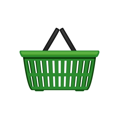 Shopping bag basket composition with isolated image of empty supermarket basket vector illustration