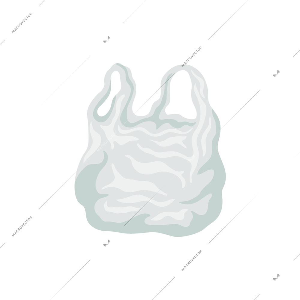 Shopping bag basket composition with isolated image of empty transparent plastic bag vector illustration
