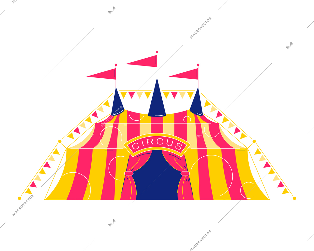Circus funfair composition with isolated image of classic circus big top vector illustration