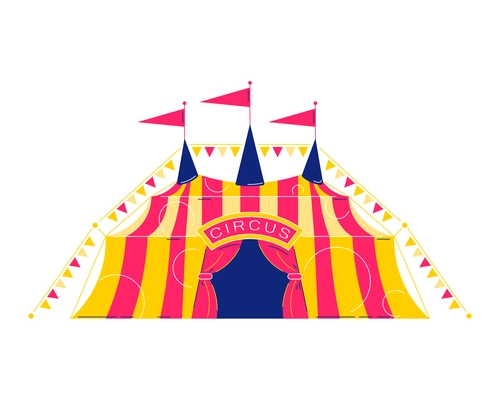 Circus funfair composition with isolated image of classic circus big top vector illustration