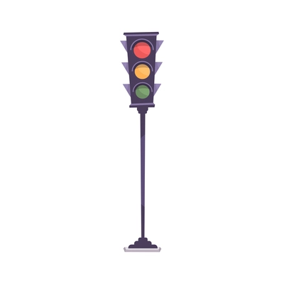 Traffic police flat composition with isolated image of traffic light vector illustration