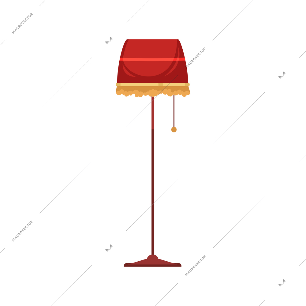 Old library interior composition with isolated image of vintage lamp on stand vector illustration