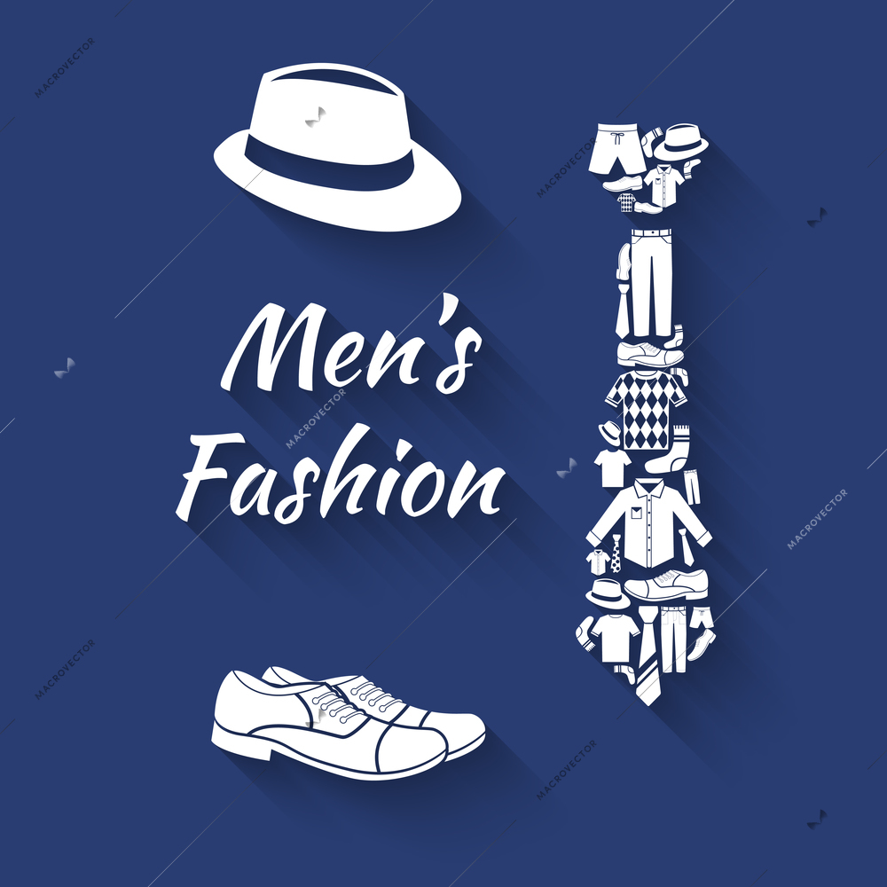 Man clothes elements in tie shape hat and boots concept vector illustration.