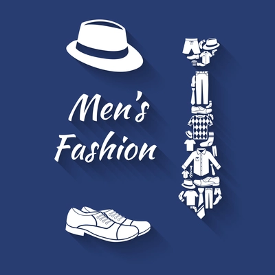 Man clothes elements in tie shape hat and boots concept vector illustration.