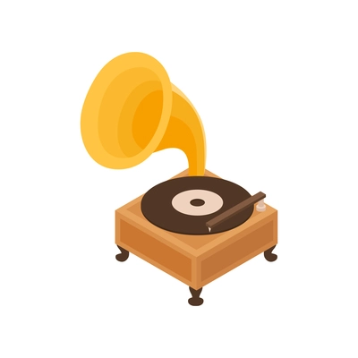 Pawn shop isometric composition with isolated image of vintage gramophone vector illustration